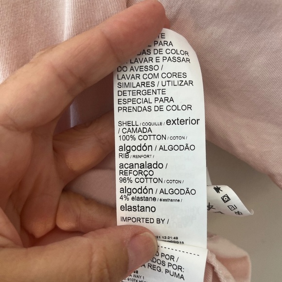 PUMA Sz XL Peach Classic Tee Shirt Cropped Top Loose Fit Stretch - Picture 7 of 7